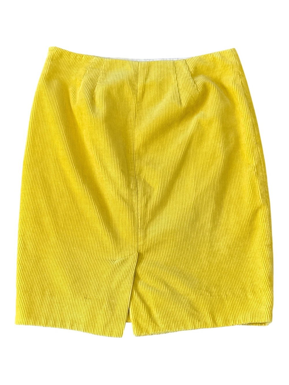 Anthropologie Maeve Corduroy Pencil Knee Length Skirt Yellow 100% Cotton Size 4 - Picture 2 of 9
